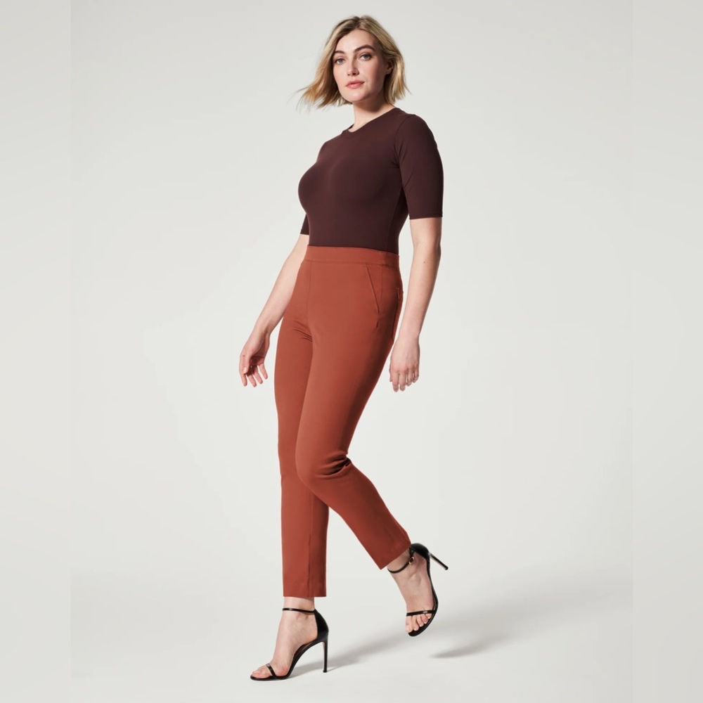 NWT SPANX On-the-Go Ankle Slim Straight Pant in Bronze Glow